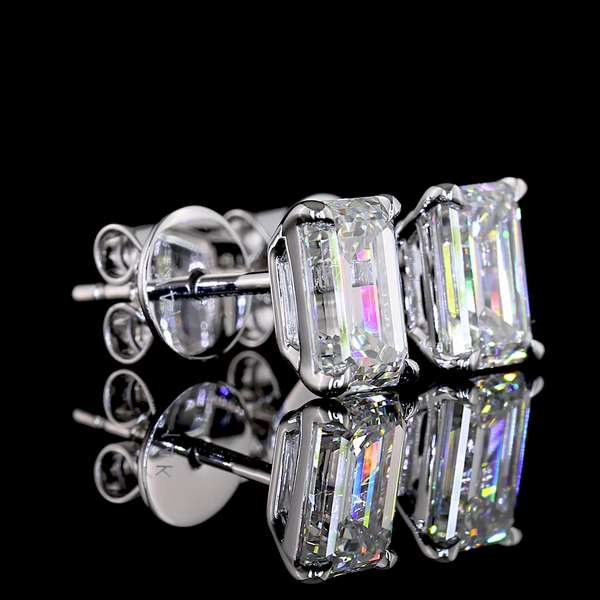 Lab-Grown 1.53 Carat Emerald E-VS2 Diamond 14K White Gold Studs Earrings