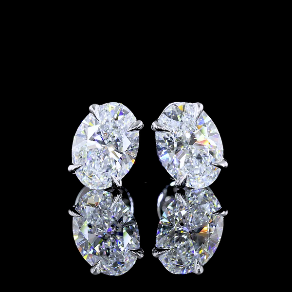 Lab-Grown 2.02 Carat Oval E-VS2 Diamond 14K White Gold Studs Earrings