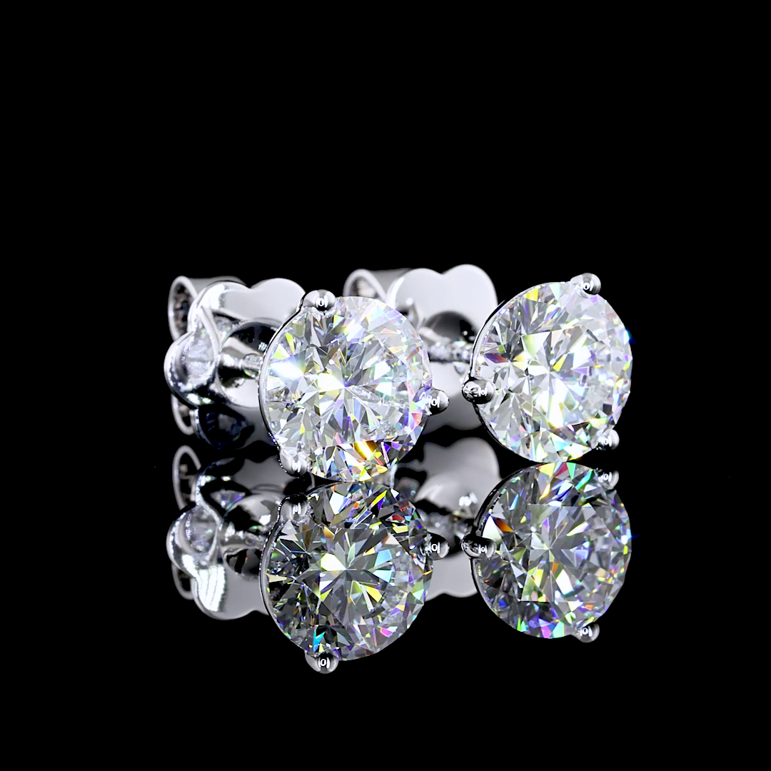 Lab-Grown 2.08 Carat Round E-VS1 Diamond 14K White Gold Martini Earrings
