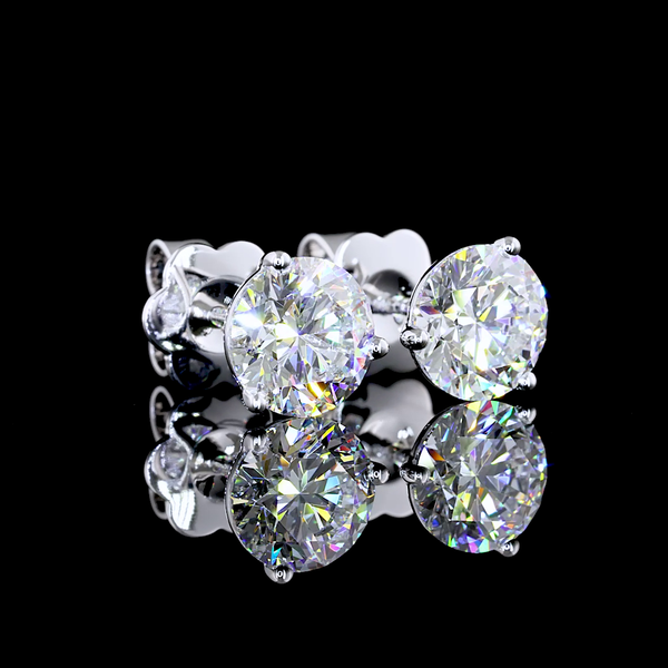 Lab-Grown 2.08 Carat Round E-VS1 Diamond 14K White Gold Martini Earrings