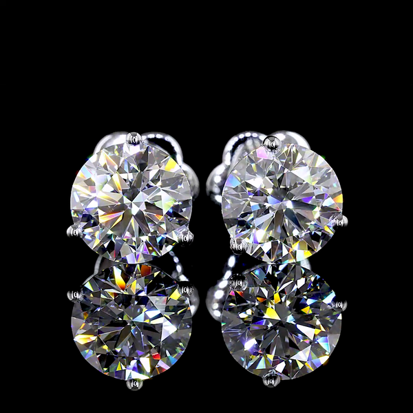Lab-Grown 2.42 Carat Round E-VVS2 Diamond 14K White Gold Martini Earrings
