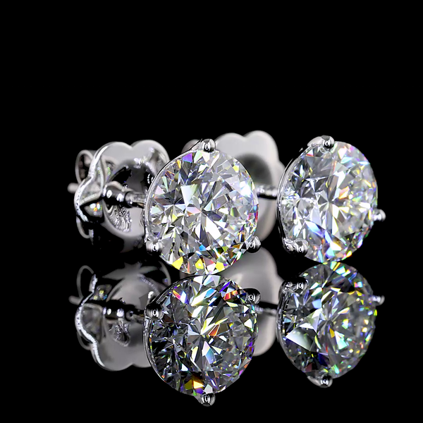 Lab-Grown 2.42 Carat Round E-VVS2 Diamond 14K White Gold Martini Earrings