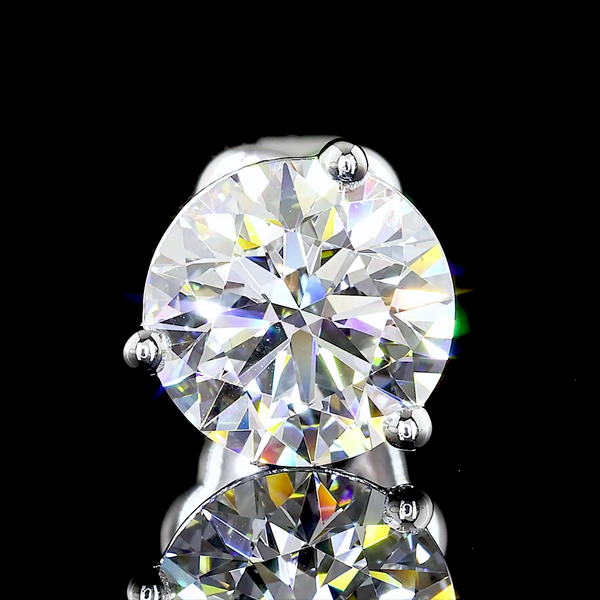 Lab-Grown 2.58 Carat Round E-VS2 Diamond 14K White Gold Martini Earrings
