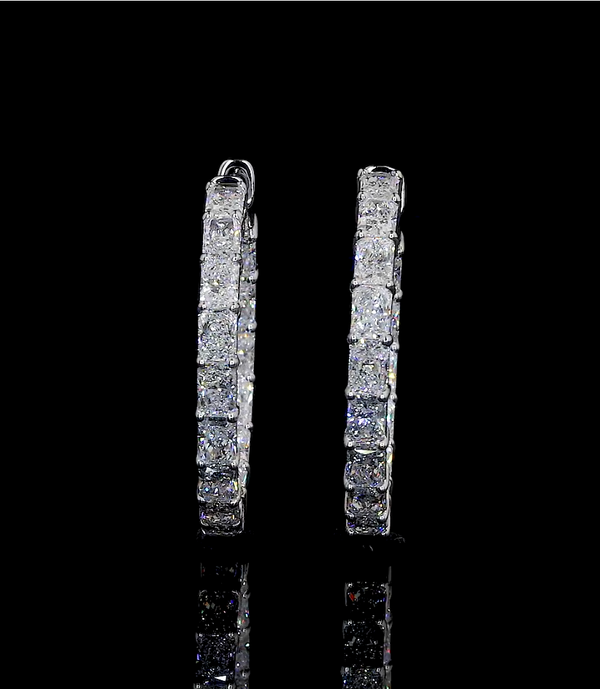 Lab-Grown 3.45 Carat Radiant F-VS2 Diamond 14K White Gold Hoops Earrings