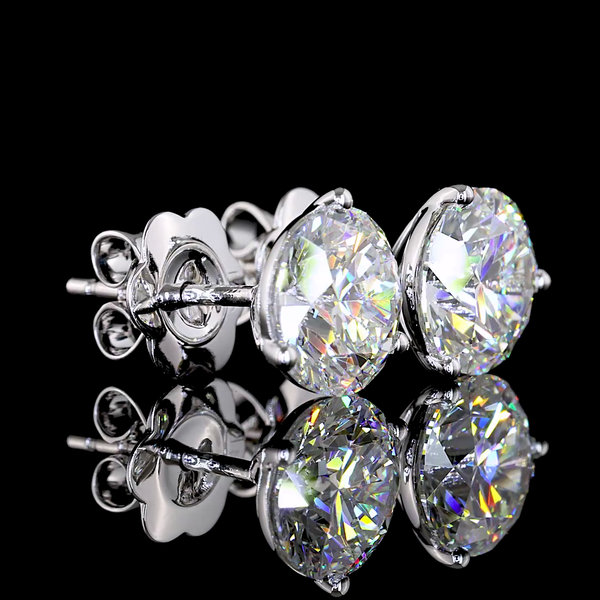 Lab-Grown 3.17 Carat Round E-VVS2 Diamond 14K White Gold Martini Earrings