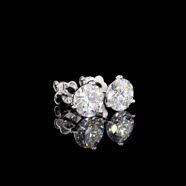 Lab-Grown 3.13 Carat Round E-VS1 Diamond 14K White Gold Martini Earrings