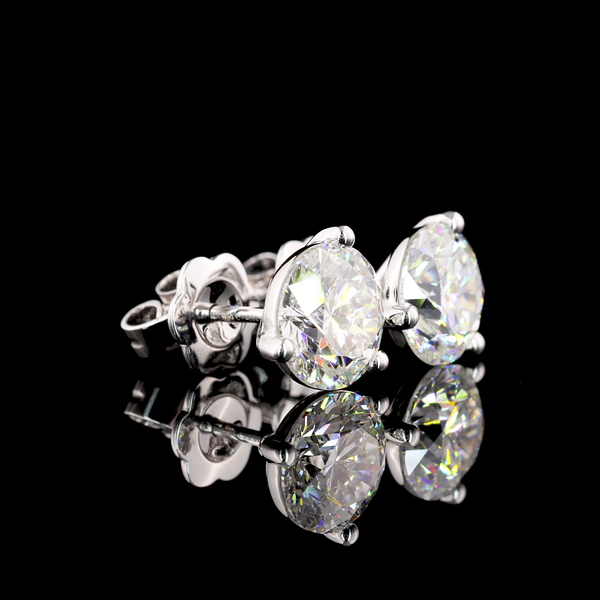 Lab-Grown 4.03 Carat Round F-VVS2 Diamond 14K White Gold Martini Earrings
