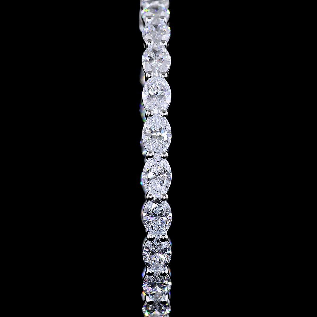 Lab-Grown 5.01 Carat Oval E-VS Diamond 14K White Gold Hoops Earrings