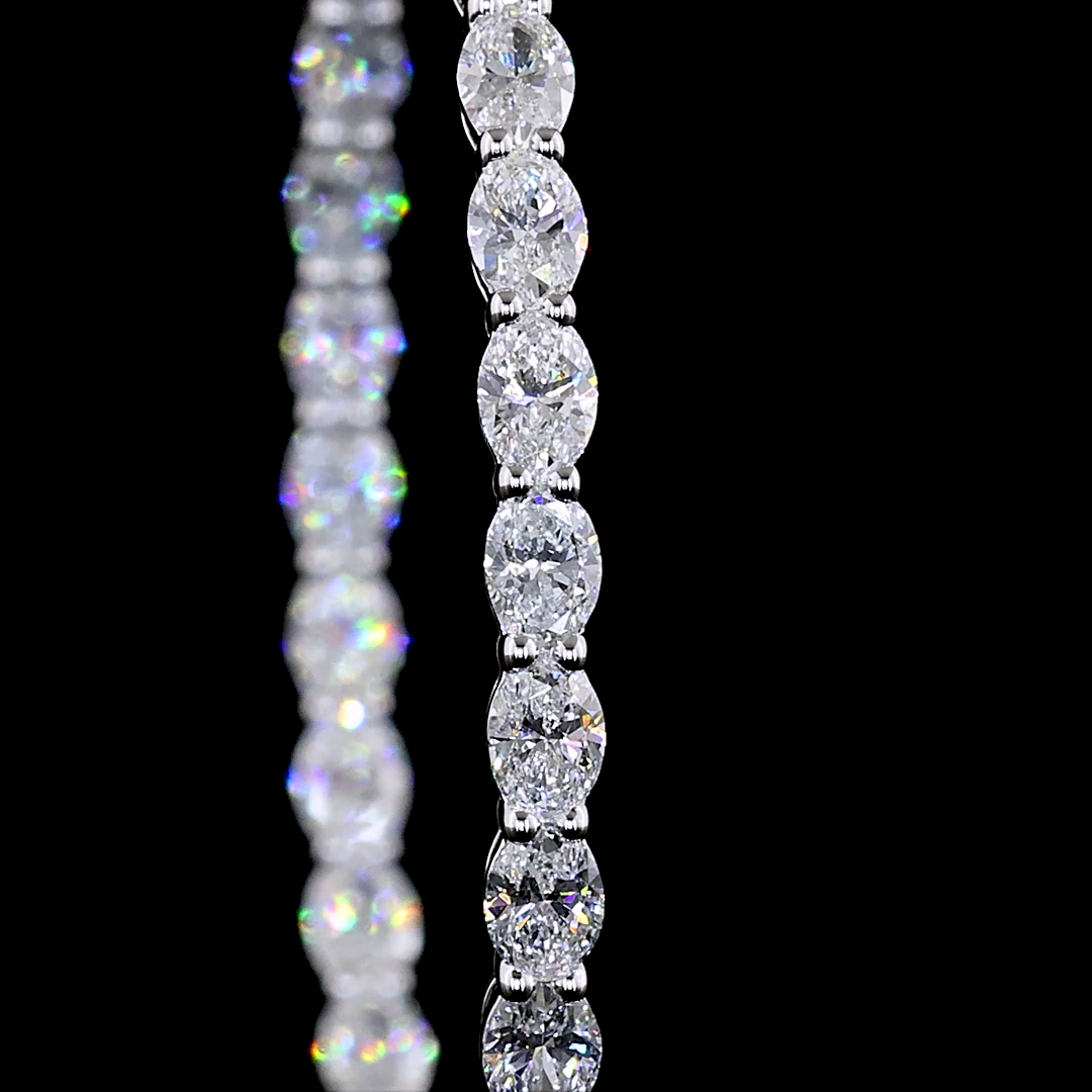 Lab-Grown 3.87 Carat Oval E-F-VS1 Diamond 14K White Gold Hoops Earrings