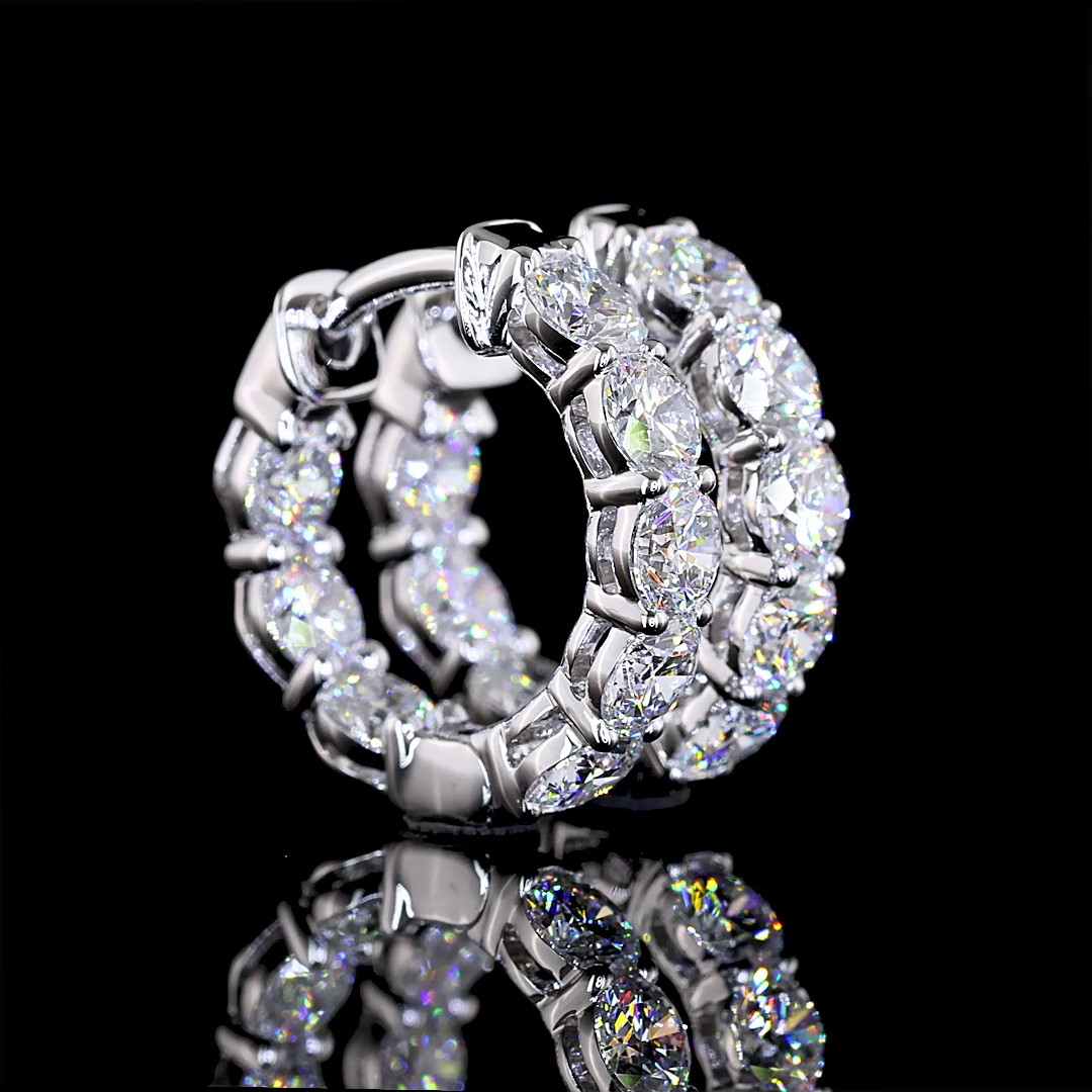 Lab-Grown 1.75 Carat Round E-VS1 Diamond 14K White Gold Huggies Earrings