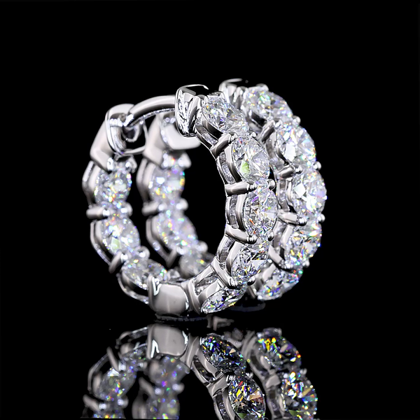 Lab-Grown 1.75 Carat Round E-VS1 Diamond 14K White Gold Huggies Earrings