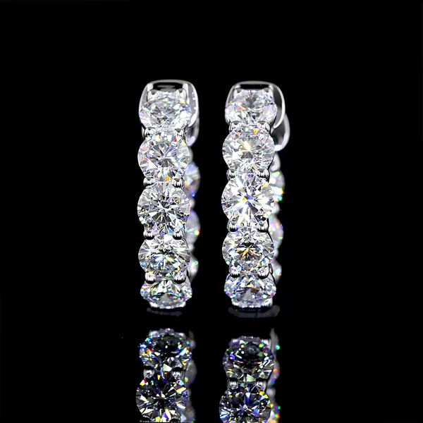 Lab-Grown 1.75 Carat Round E-VS1 Diamond 14K White Gold Huggies Earrings