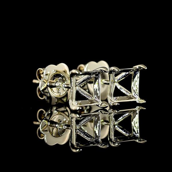 Lab-Grown 2.05 Carat Princess F-VS2 Diamond 14K White Gold Studs Earrings