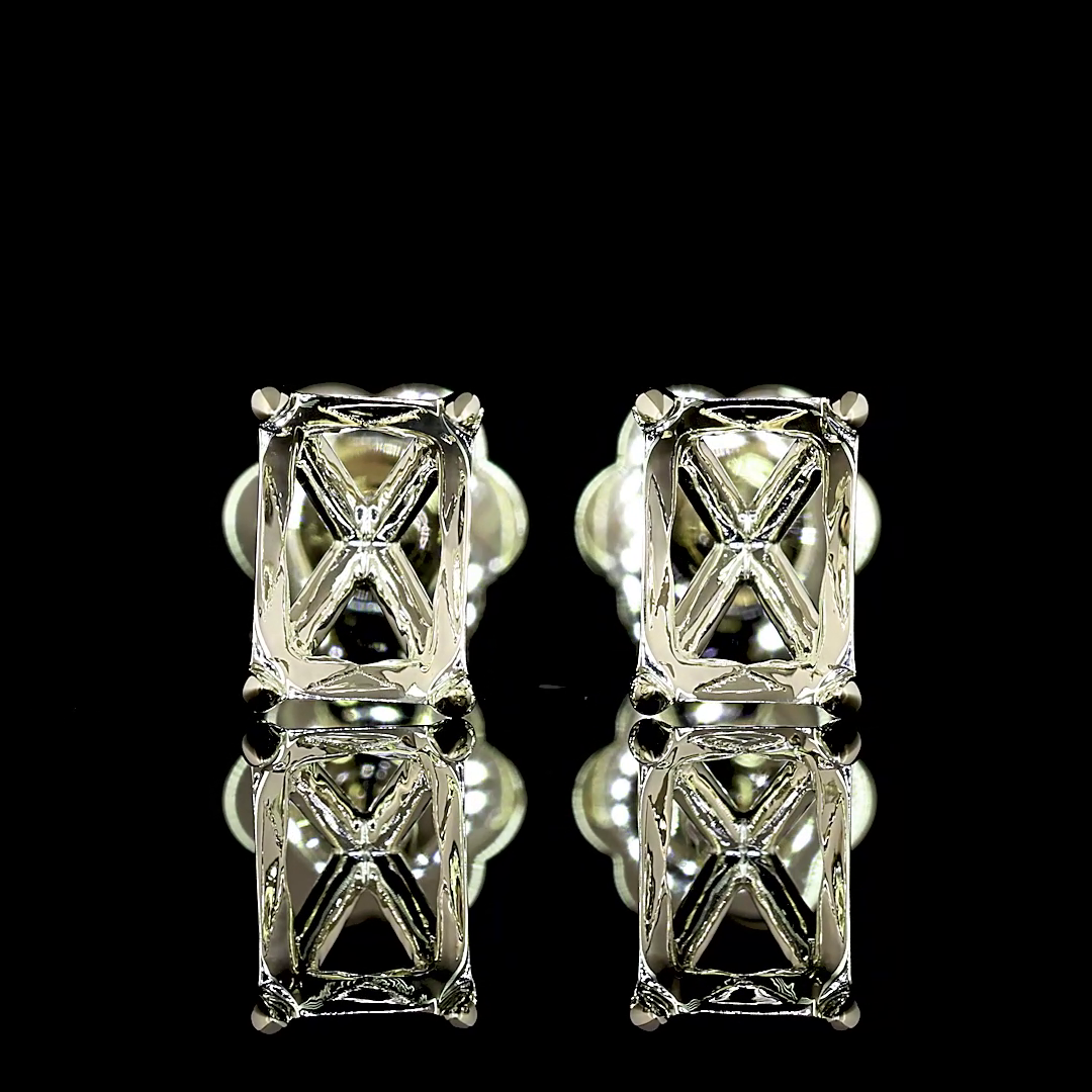 Lab-Grown 2.05 Carat Radiant F-VS2 Diamond 14K White Gold Studs Earrings
