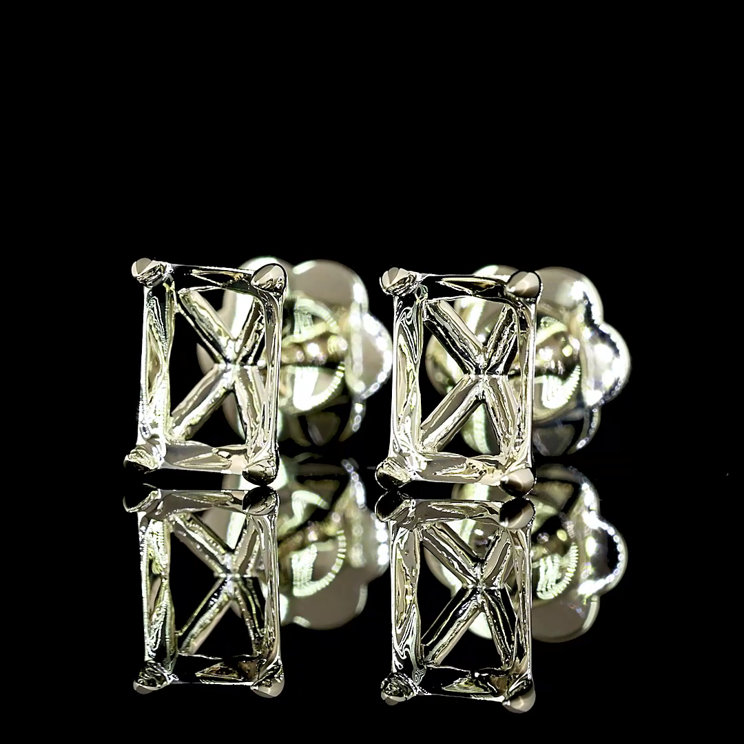 Lab-Grown 2.05 Carat Radiant F-VS2 Diamond 14K White Gold Studs Earrings