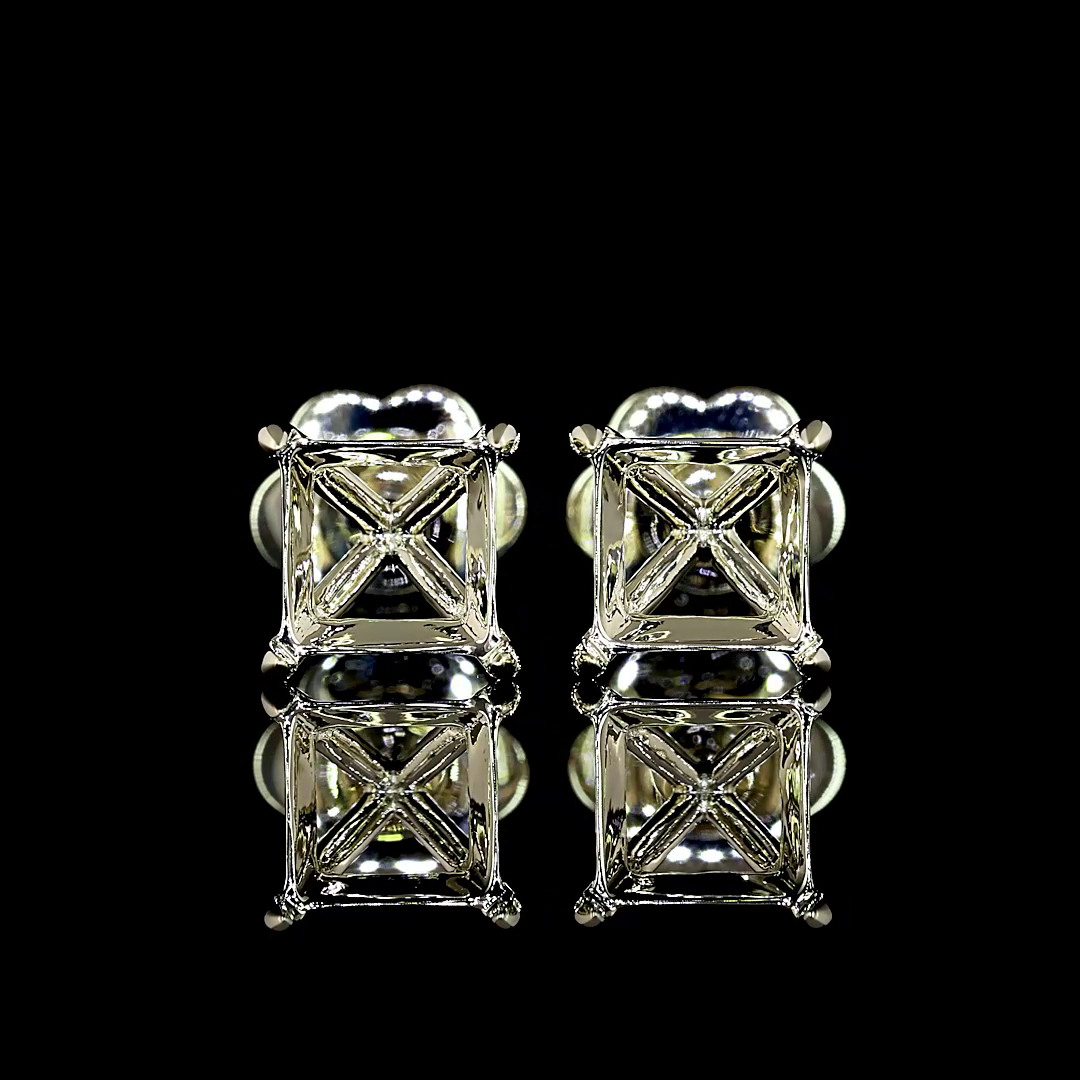 Lab-Grown 2.07 Carat Princess F-VS2 Diamond 14K White Gold Studs Earrings