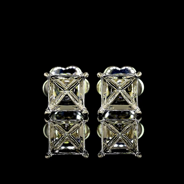 Lab-Grown 2.07 Carat Princess F-VS2 Diamond 14K White Gold Studs Earrings