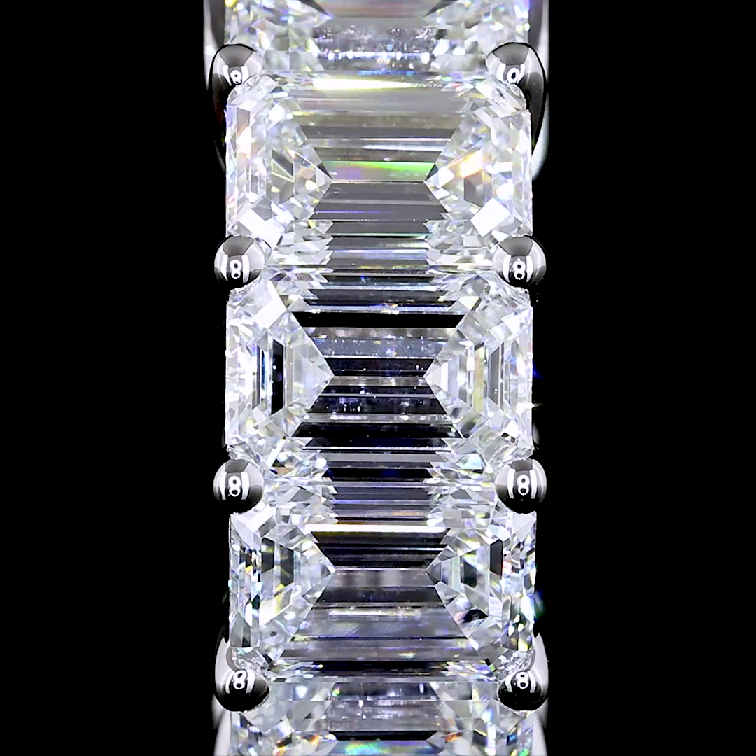 Lab-Grown 5.15 Carat Emerald E-VS Diamond 14K White Gold Huggies Earrings