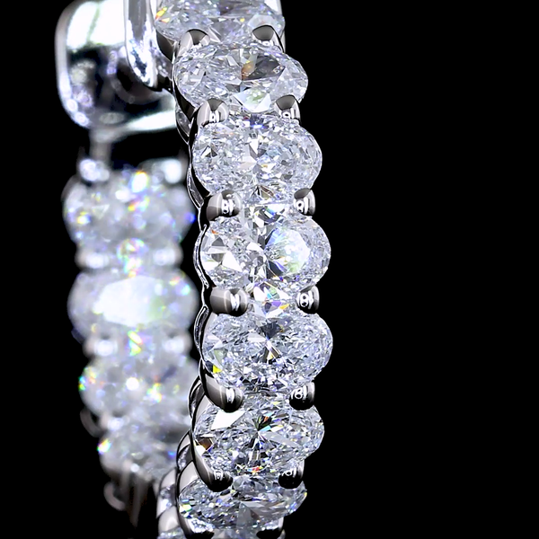Lab-Grown 1.29 Carat Oval E-VS Diamond 14K White Gold Huggies Earrings
