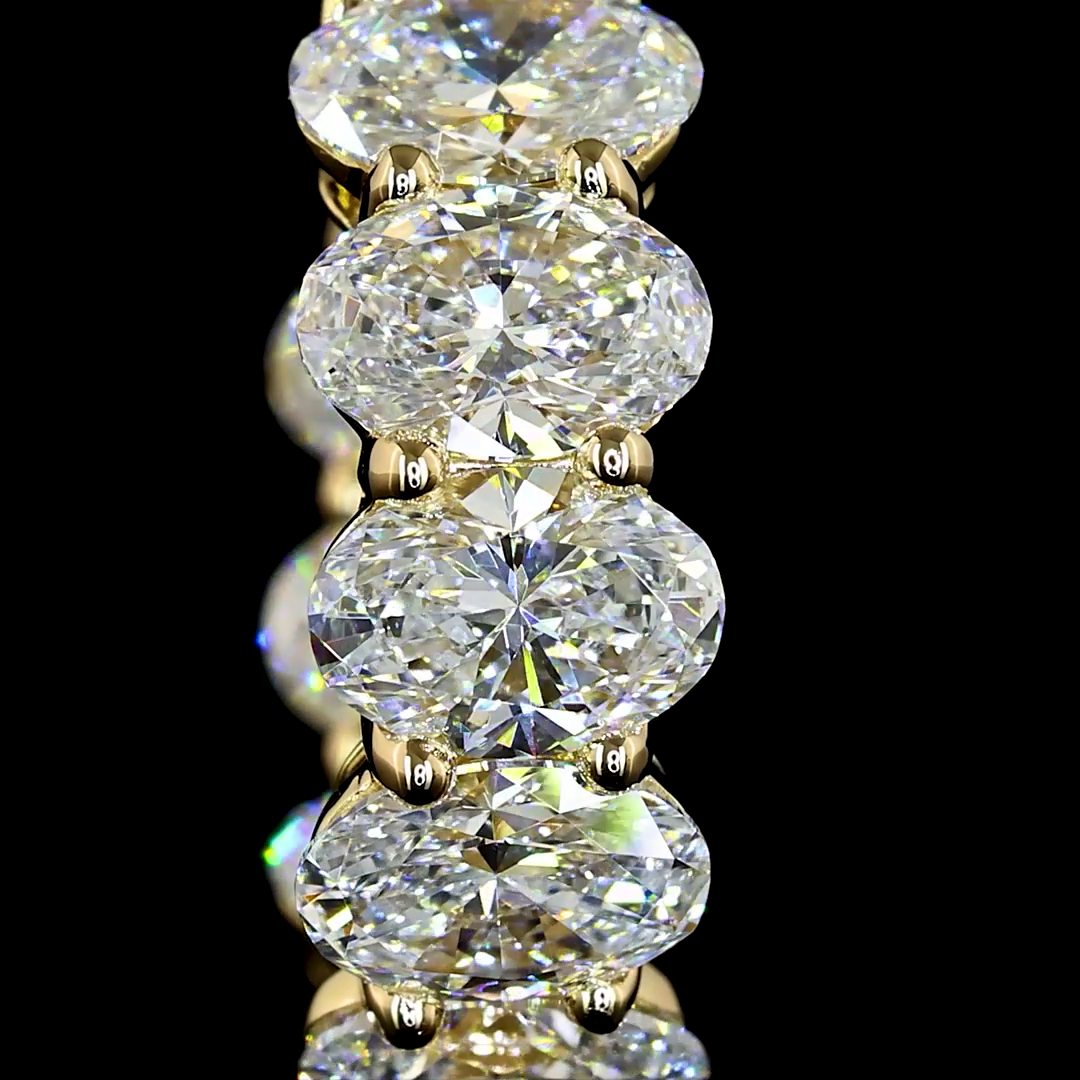 Lab-Grown 3.21 Carat Oval E-VS Diamond 14K Yellow Gold Huggies Earrings