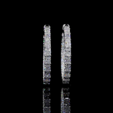 Lab-Grown 7.26 Carat Radiant F-VS2 Diamond 14K White Gold Hoops Earrings