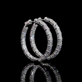 Lab-Grown 7.26 Carat Radiant F-VS2 Diamond 14K White Gold Hoops Earrings