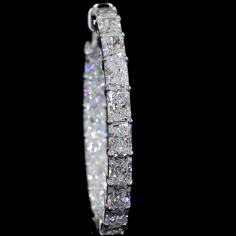 Lab-Grown 7.26 Carat Radiant F-VS2 Diamond 14K White Gold Hoops Earrings