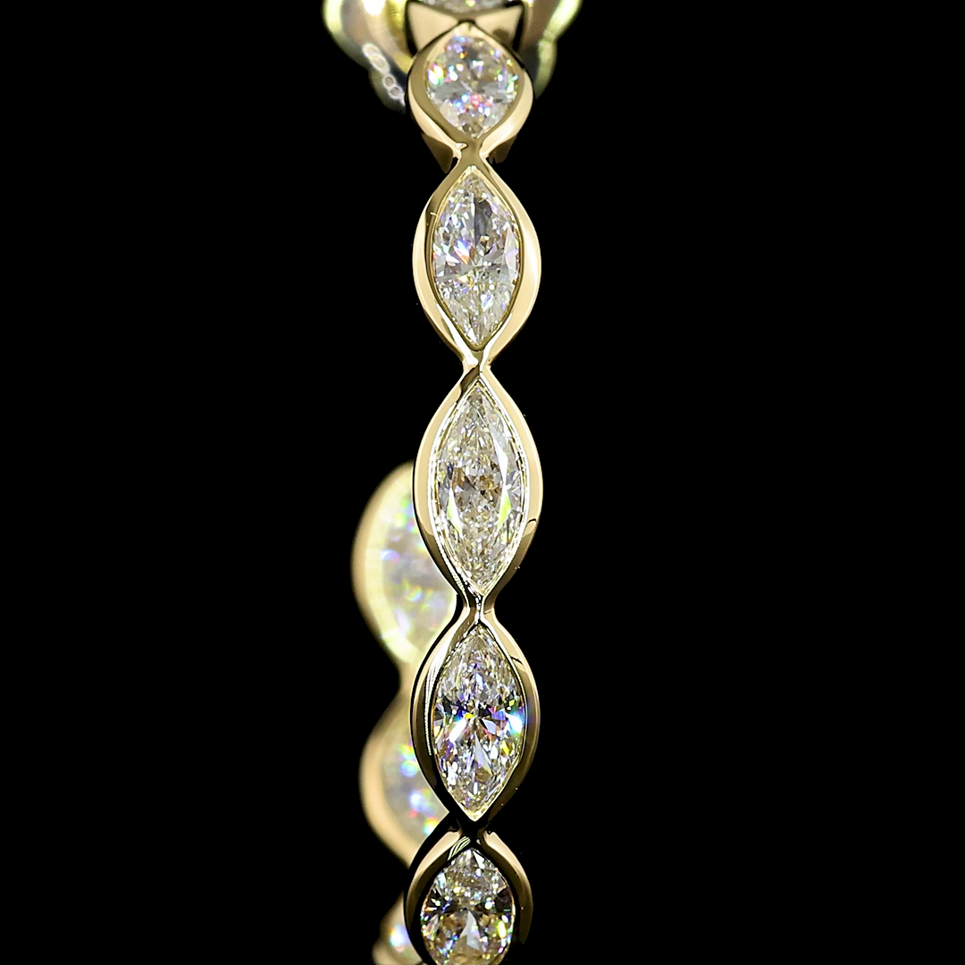 Lab-Grown 3.13 Carat Marquise E-F-VS1 Diamond 14K Yellow Gold C Hoops Earrings
