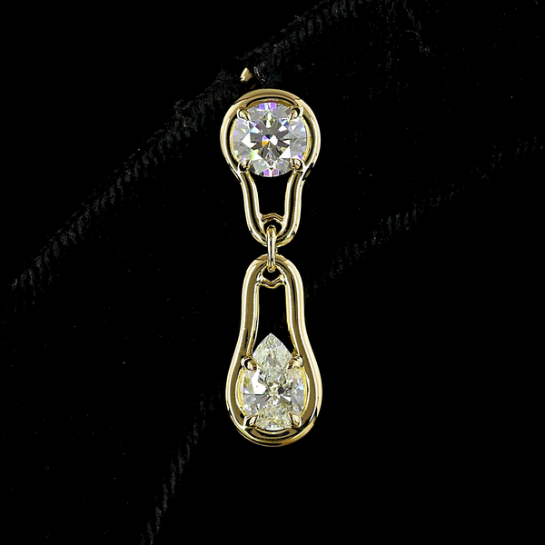 Lab-Grown 2.09 Carat Pear E-VS Diamond 14K Yellow Gold Hanging Earrings