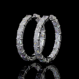 Lab-Grown 10.19 Carat Radiant F-VS2 Diamond 14K White Gold Hoops Earrings