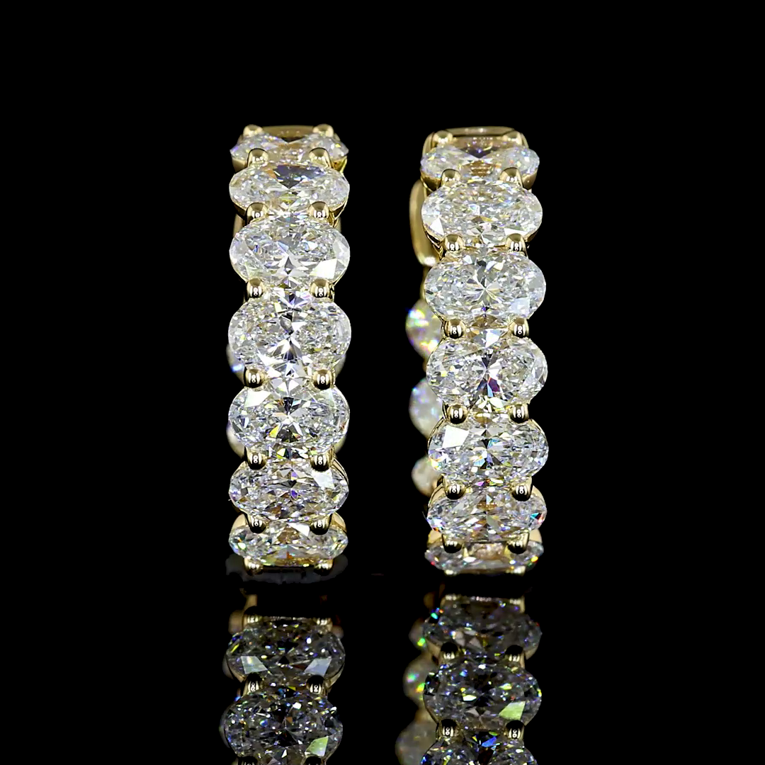 Lab-Grown 1.97 Carat Oval E-VS Diamond 14K Yellow Gold Huggies Earrings