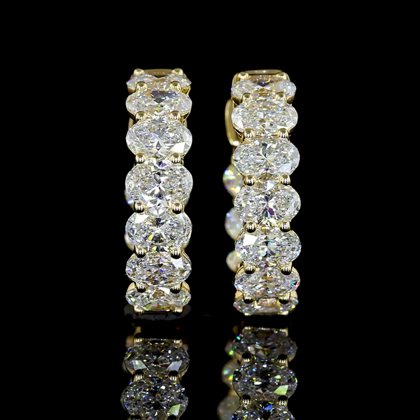 Lab-Grown 1.97 Carat Oval E-VS Diamond 14K Yellow Gold Huggies Earrings