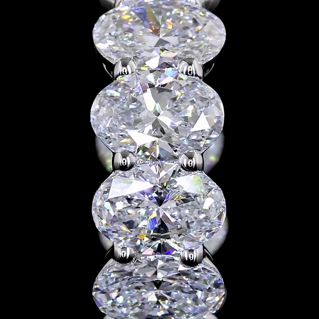 Lab-Grown 3.51 Carat Oval E-VS Diamond 14K White Gold Huggies Earrings