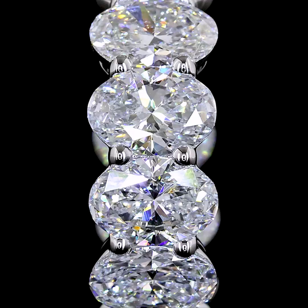 Lab-Grown 3.49 Carat Oval E-VS Diamond 14K White Gold Huggies Earrings
