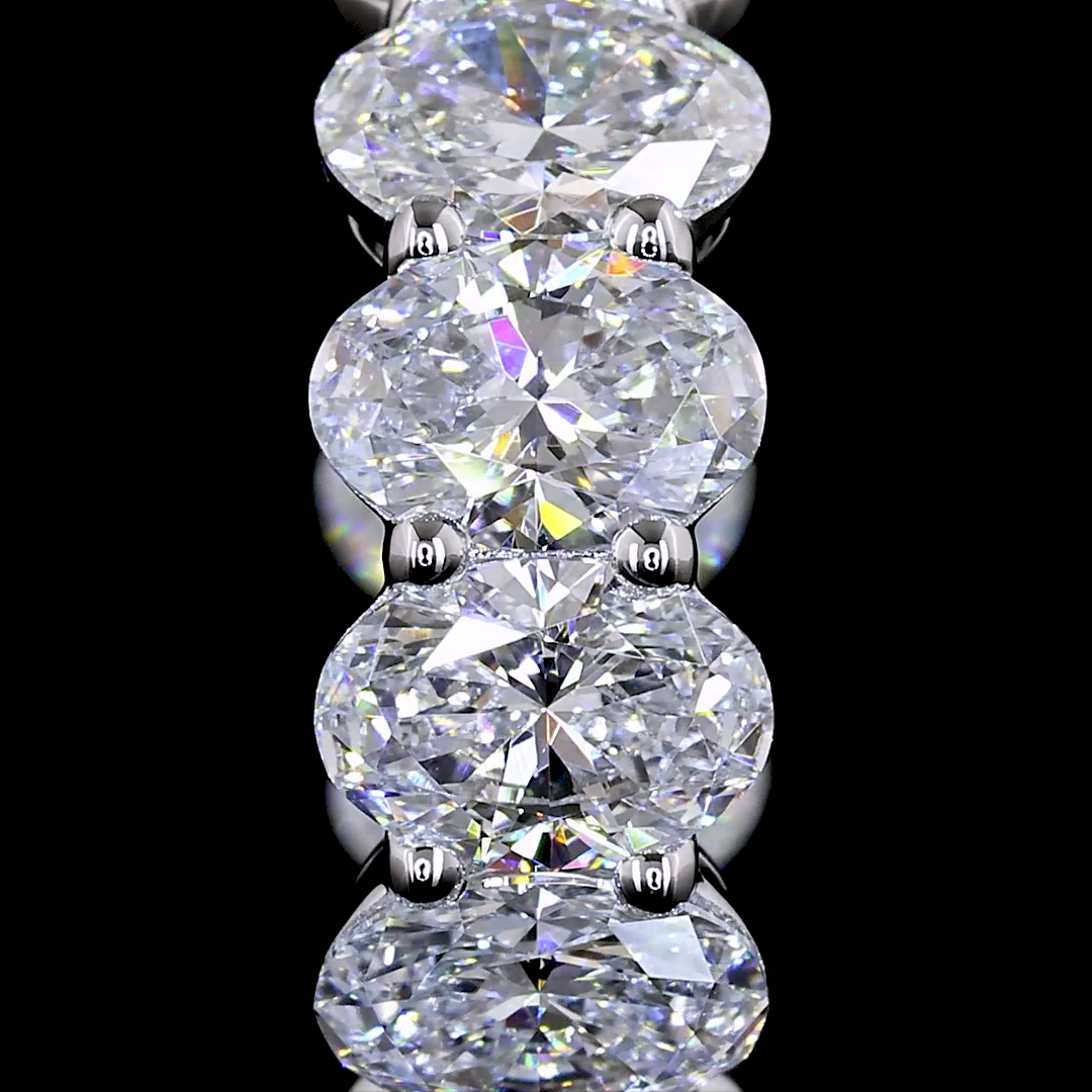Lab-Grown 3.54 Carat Oval E-VS Diamond 14K White Gold Huggies Earrings