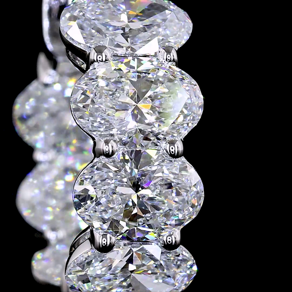 Lab-Grown 4.07 Carat Oval E-VS Diamond 14K White Gold Huggies Earrings
