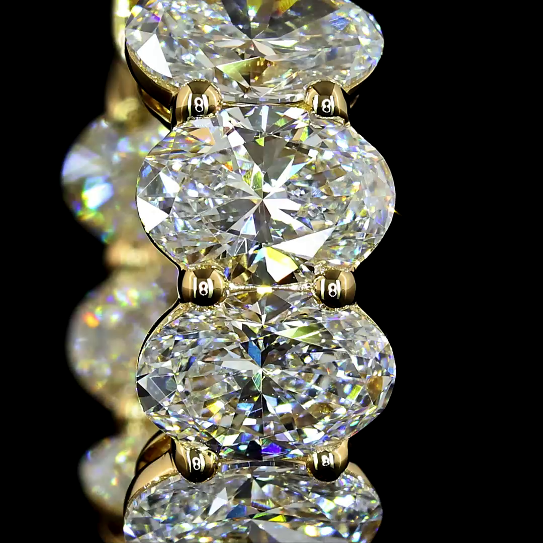 Lab-Grown 3.92 Carat Oval E-VS Diamond 14K Yellow Gold Huggies Earrings