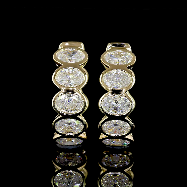 Lab-Grown 2.03 Carat Oval - Diamond 14K Yellow Gold Huggies Earrings