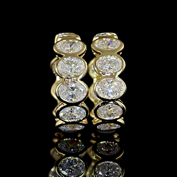 Lab-Grown 1.97 Carat Oval E-VS2 Diamond 14K Yellow Gold Huggies Earrings