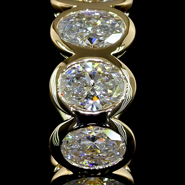 Lab-Grown 3.52 Carat Oval E-VS Diamond 14K Yellow Gold Huggies Earrings