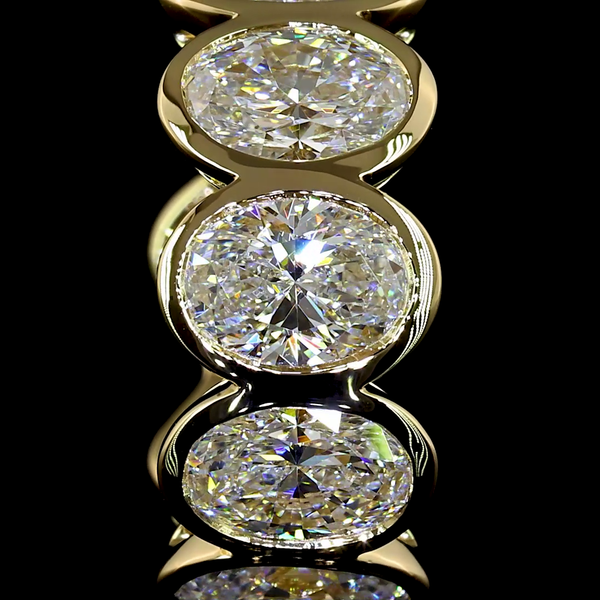 Lab-Grown 3.56 Carat Oval E-VS Diamond 14K Yellow Gold Huggies Earrings