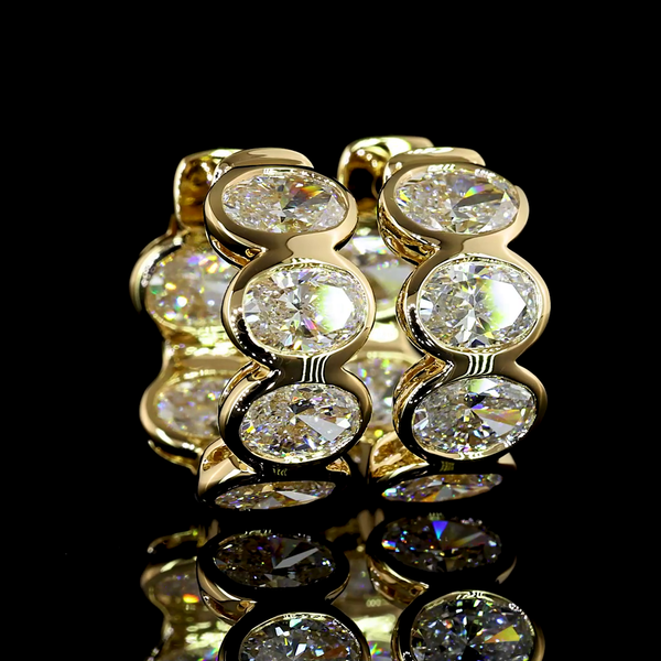 Lab-Grown 3.55 Carat Oval E-VS Diamond 14K Yellow Gold Huggies Earrings