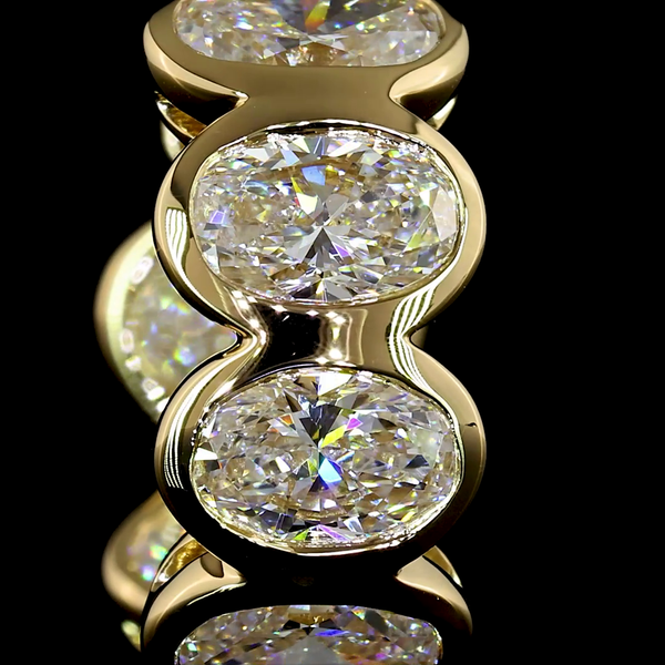 Lab-Grown 3.55 Carat Oval E-VS Diamond 14K Yellow Gold Huggies Earrings