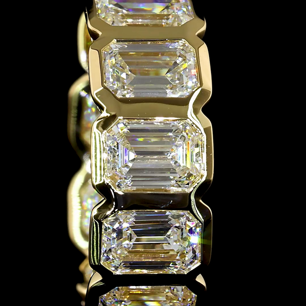 Lab-Grown 3.55 Carat Emerald E-VS Diamond 14K Yellow Gold Huggies Earrings