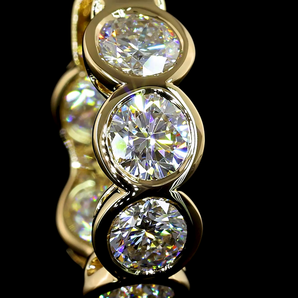 Lab-Grown 3.38 Carat Round E-VS Diamond 14K Yellow Gold Huggies Earrings
