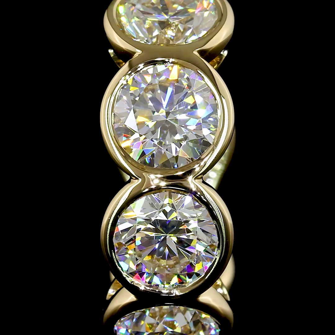 Lab-Grown 3.43 Carat Round E-VS Diamond 14K Yellow Gold Huggies Earrings