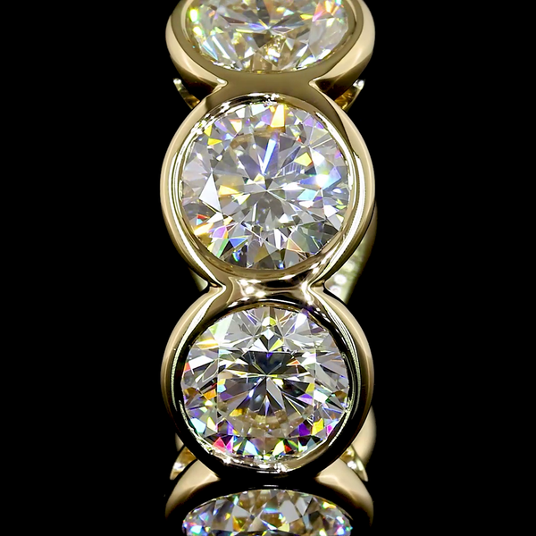 Lab-Grown 3.43 Carat Round E-VS Diamond 14K Yellow Gold Huggies Earrings