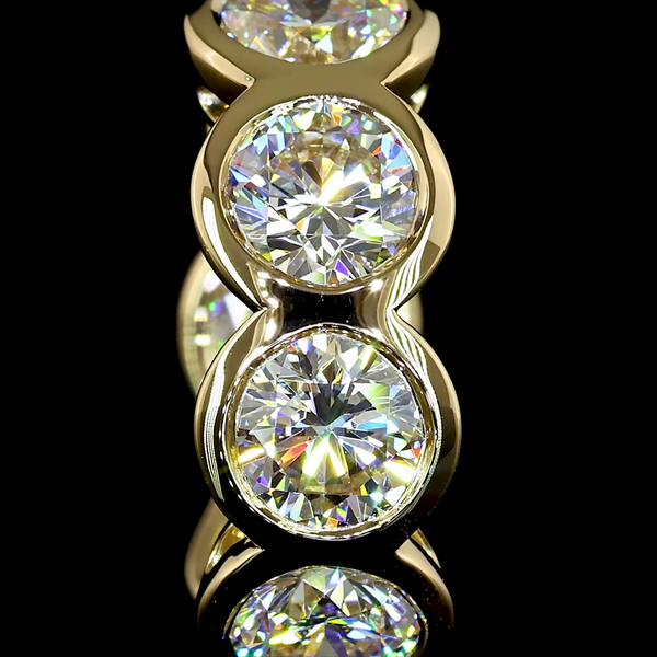 Lab-Grown 3.44 Carat Round E-VS Diamond 14K Yellow Gold Huggies Earrings