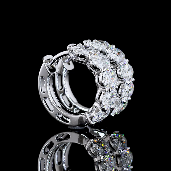 Lab-Grown 2.09 Carat Oval E-VS Diamond 14K White Gold Huggies Earrings