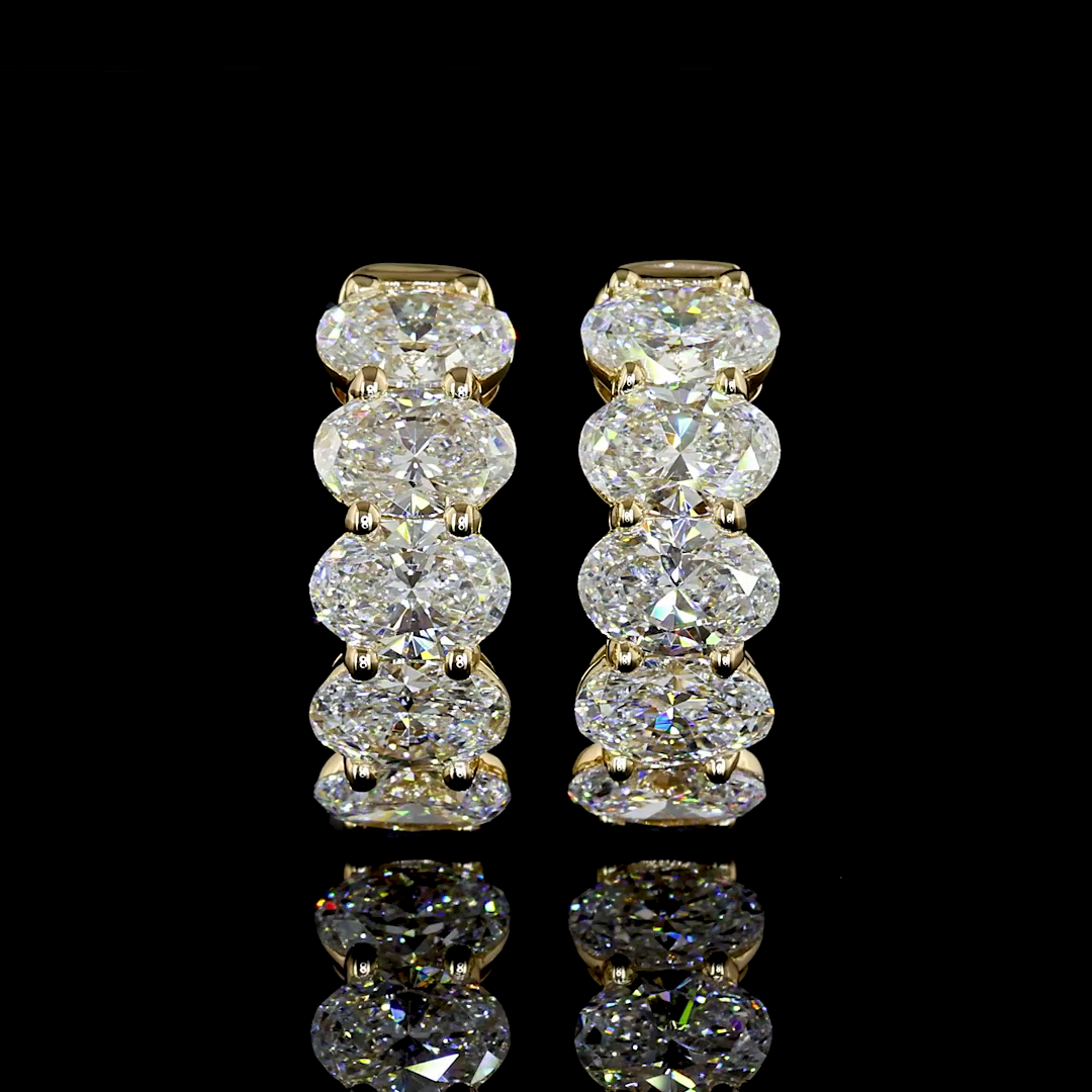 Lab-Grown 2.07 Carat Oval E-VS Diamond 14K Yellow Gold Huggies Earrings